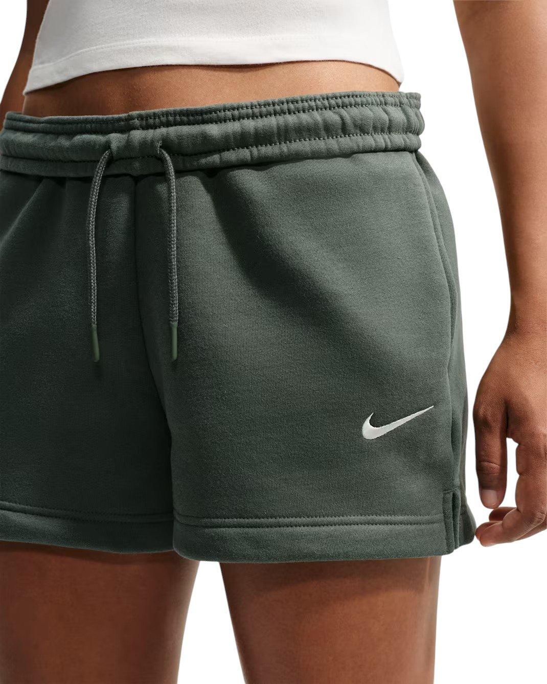 Nike Women's Studio Fleece Medium Weight Mid-Rise Shorts - Camo Green - CAMO GREEN